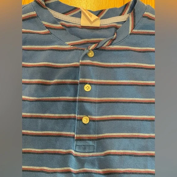 Brooks Brothers RF Pique Henley – Size Large, Blue, White, and Red Striped - Picture 5 of 6